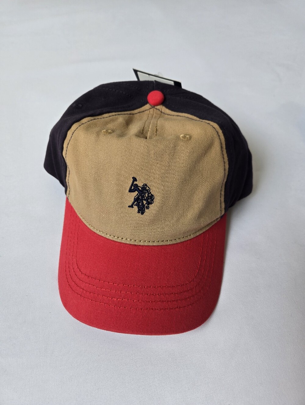 U.S. Polo Assn. Baseball Cap Tan Red Black Dad Hat Adjustable One Size NWT